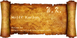 Wolff Karion névjegykártya